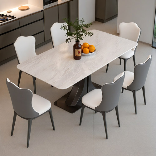 意式轻奢天然奢石餐桌卡里冰玉