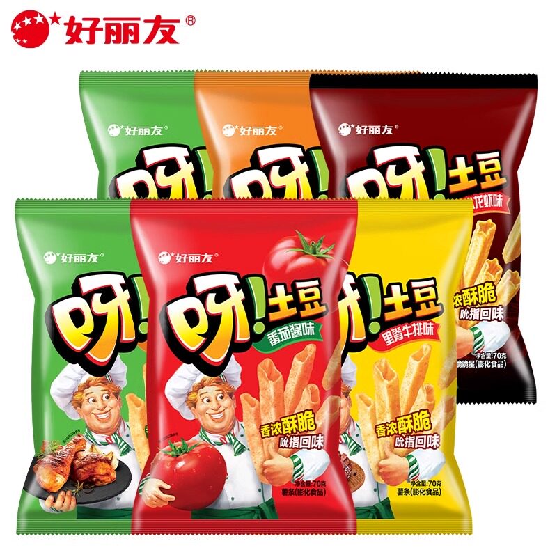 好丽友呀土豆薯条70g番茄酱味休闲零食膨化食品追剧办公室零食