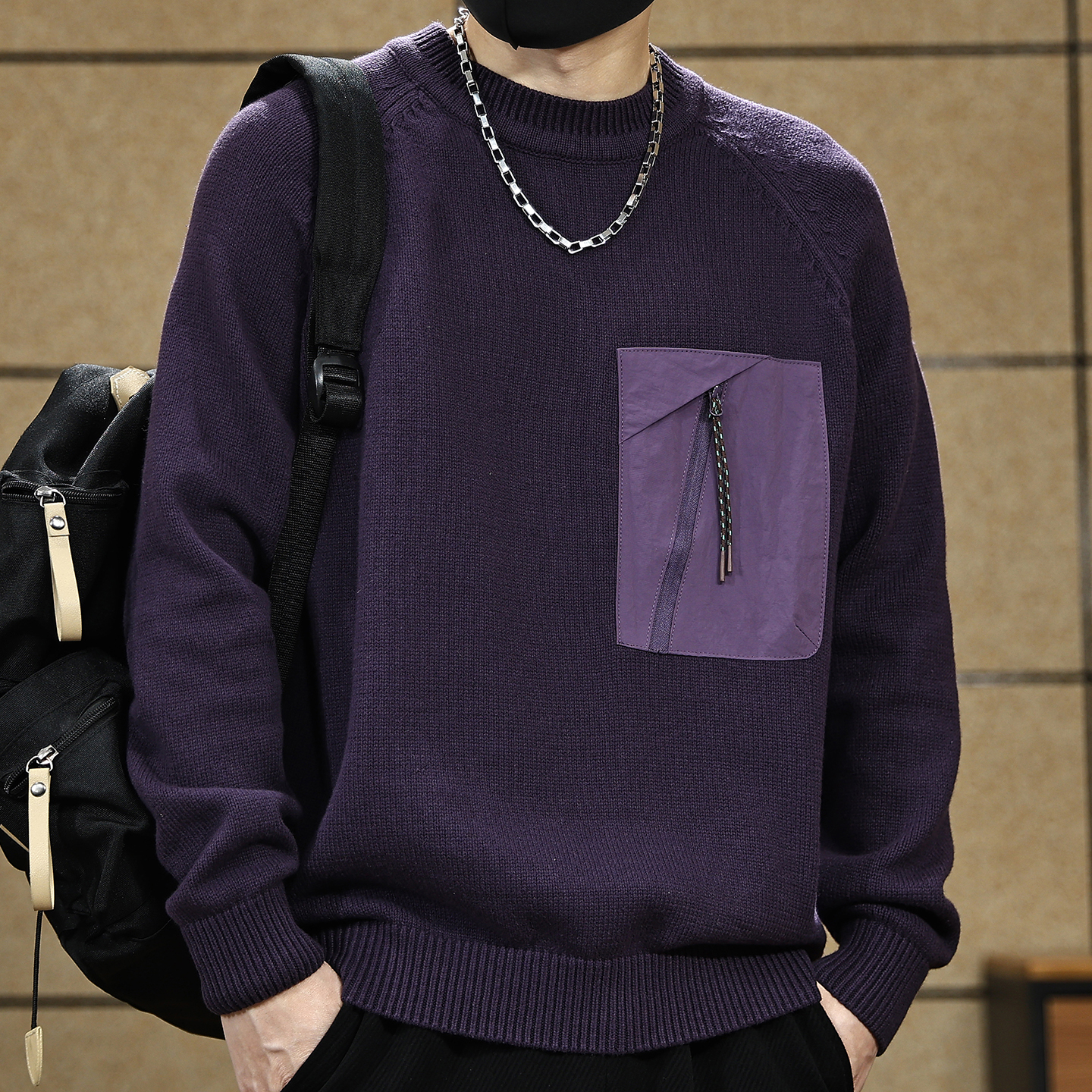 【秋冬季美式慵懒复古毛衣男士】