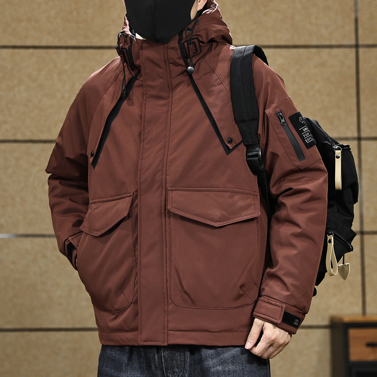 【美式工装复古冲锋上衣夹克男】