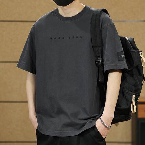 名面服饰美式复古纯色短袖T恤
