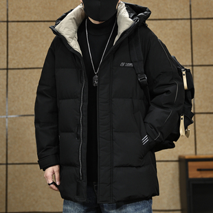 高端鹅绒中长款羽绒服男士冬季大码2025新款连帽保暖加厚男装外套