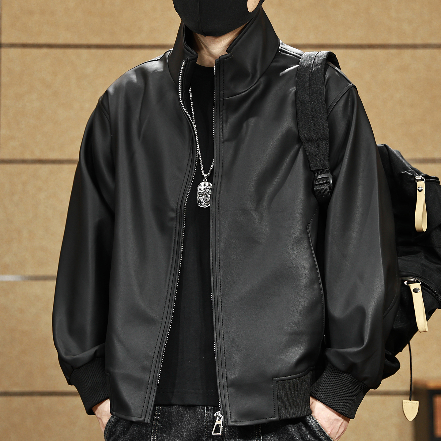 【春秋季新款复古风夹克皮衣】