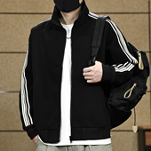 加绒卫衣外套男重磅潮牌宽松立领秋冬新款 高端美式 开衫 运动夹克男