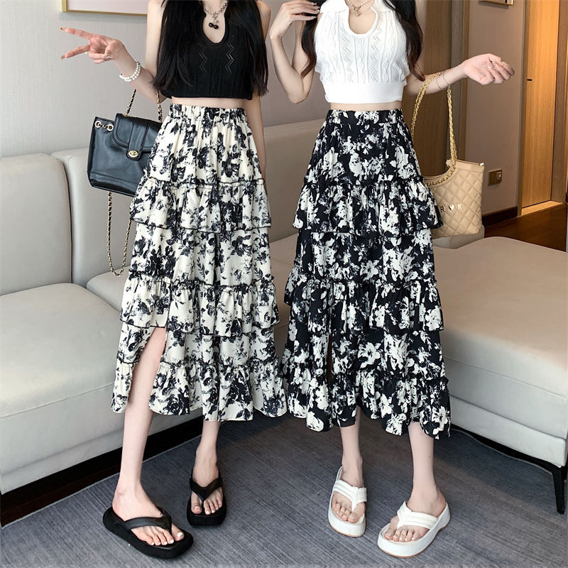 【商场同款】碎花半裙裙子女夏半身裙蛋糕裙女2025夏季新款高腰裙