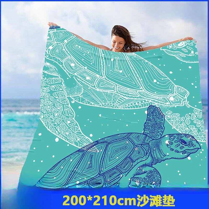 沙滩垫数码印花户外野餐垫超薄露营地垫防水防沙便携防潮垫口袋毯
