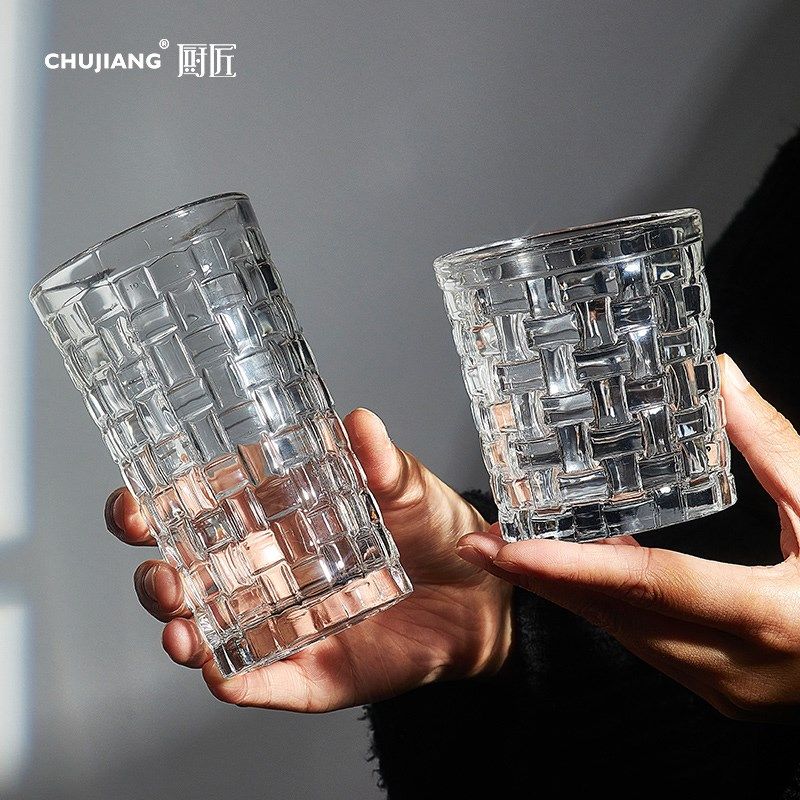 极速藤编玻璃杯ins风家用浮雕水杯咖啡J冷饮杯网红博主同款酒杯水,餐饮具,鸡尾酒杯,淘宝优惠券,粉丝福利购,淘宝优惠卷