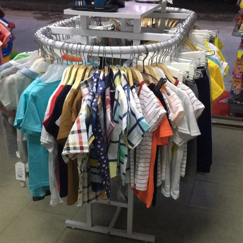 极速服装店中岛架落地架r服装店展示架双排架中间货架双杠侧挂衣