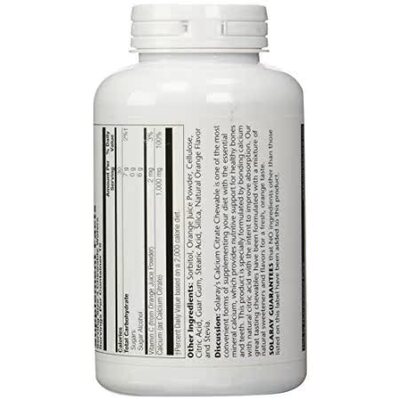 极速Calcium Citrate pChewable 1000mg (250mg each) Solaray 60