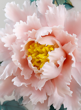 新品国色天香手绘挂盘陶瓷手工牡丹D花客厅酒柜装饰品摆件乔迁新