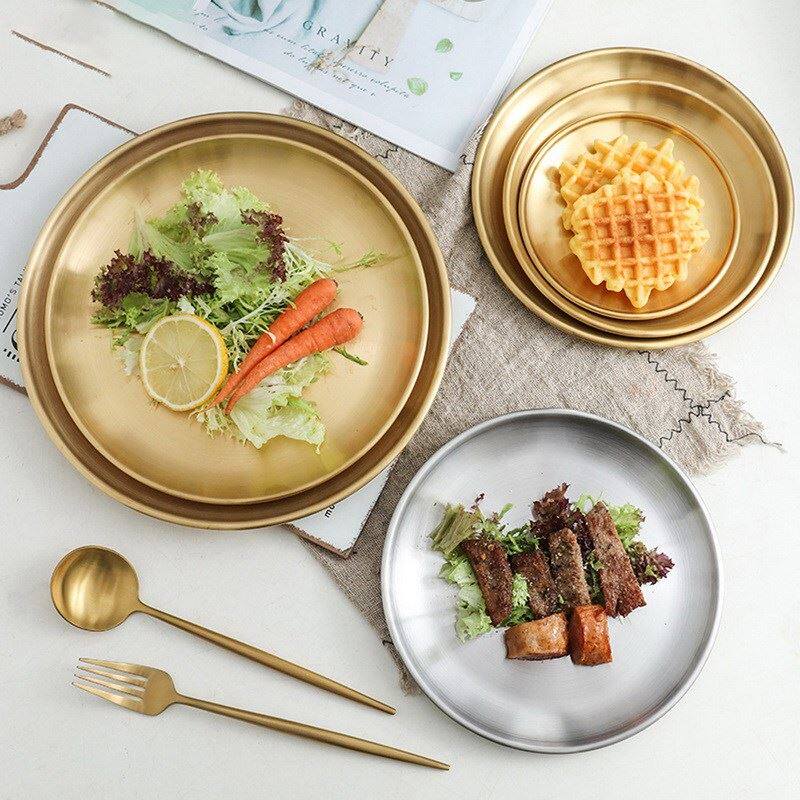 极速Gold Dining Plate Serving Dishes European StTyle Dinner