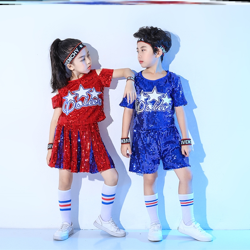 极速六一儿童啦i啦队服装啦啦操表演服幼儿现代舞爵士舞亮片舞蹈