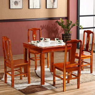 极速仿古中式 小方桌n面馆饭店桌椅大理石实木糖水凉茶店餐桌椅组