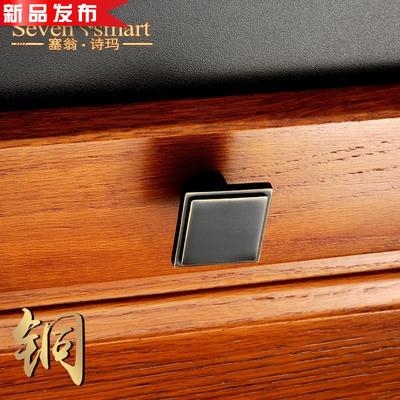 极速塞翁10诗玛美式单孔全v铜方形衣柜橱柜柜门抽屉把手现代简约