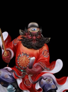 极速汉白玉钟馗天师神像花脸坐棺材踩鬼天官赐福中式W招财客厅桌
