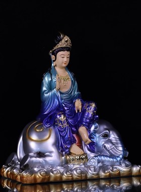 极速文殊菩萨普贤普萨p佛像华严三圣居家中式客厅装饰品工艺品玄