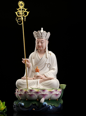 极速德化陶瓷地藏j王菩佛像家用供奉水浪地藏王菩萨佛像娑婆三圣