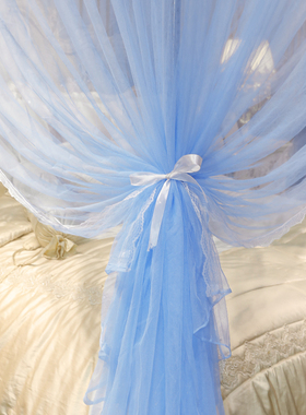 极速蚊帐家用落地加密p帐纱三开门加粗加厚不锈钢公主风宫廷1.8米