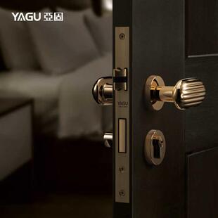 新品 亚固门锁室内卧室静音金色磁吸房门锁北欧房间门轻Z奢现代静