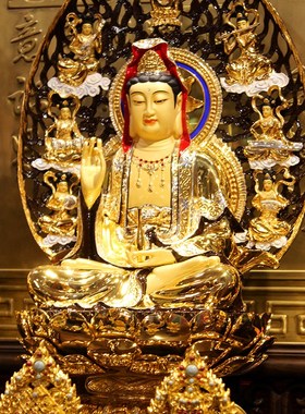 极速铜鎏金观g音佛像纯铜家用供佛摆件释迦佛阿弥陀佛地藏王菩萨