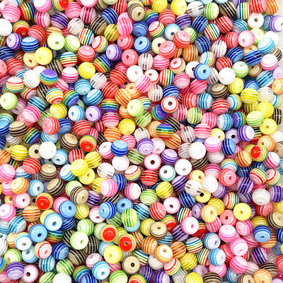 极速6mm 8mm Round Transparency AResin Beads Stripe Spacer Be