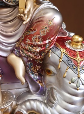 极速台湾铜雕文殊菩萨普贤佛像纯铜掐F丝珐琅彩绘铜像家用文殊普