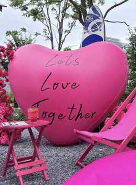 新品玫红色椅子i网红店铺摆件装饰打卡点布置粉色户外沙滩躺椅拍