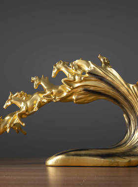 新品新中式摆件h客厅办公室电视柜桌面书架酒柜马到成功家居装饰