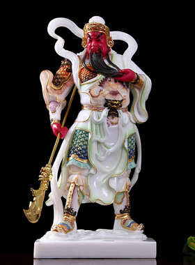 极速石雕汉白玉彩绘n韦陀佛像家用 供奉 韦陀伽蓝佛像韦驮护法