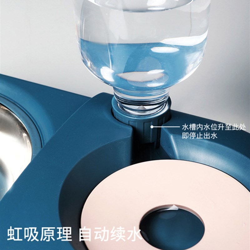 极速猫碗狗盆双碗自动饮水防打翻猫咪食盆幼猫水碗狗W狗碗饭盆宠