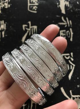 999足银纯小四喜手镯环工