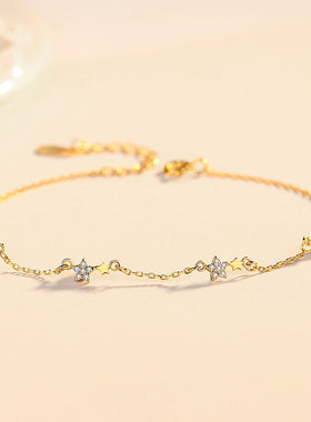 手錬女ins星星925纯银闺蜜学生简约18k金冷淡风金色手饰五角星