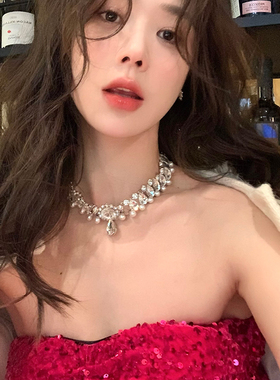 敲闪锆石珍珠颈链choker轻