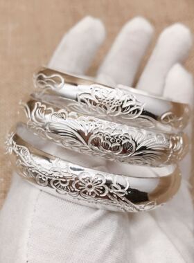 泥鳅背银手镯足999纯女实