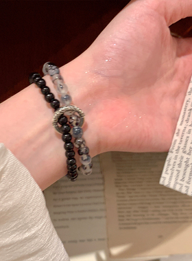 双层龙纹玛瑙叠戴手串配珠