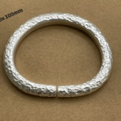 足银999纯银手镯男女情侣款 手工锤纹磨砂简约实心手环定制民族风