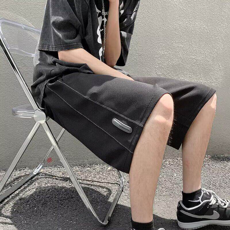 华夫格短裤男加大码加肥胖子300斤宽松直筒五分裤潮牌痞帅休闲裤