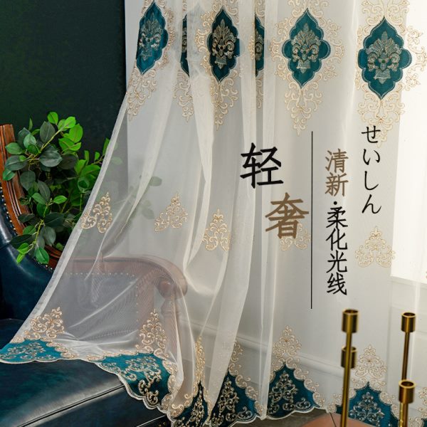 客厅风透光窗纱飘窗卧室窗帘白纱北欧ins隔断阳台纱成品纱帘绣花
