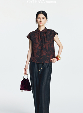 凯喜雅香云纱裤子真丝休闲裤宽松2025阔腿裤百搭ZZK1FKJM039