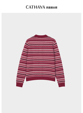 CATHAYA/凯喜雅圆领开衫毛衣针织女长袖百搭BCK2FEJM761