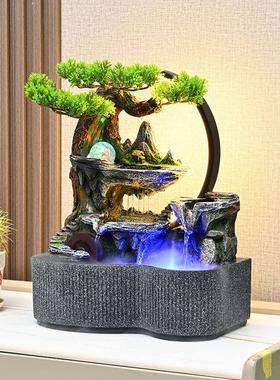 假山流水生财摆件循环水景办公室客厅玄关风水轮桌面摆件开业乔迁