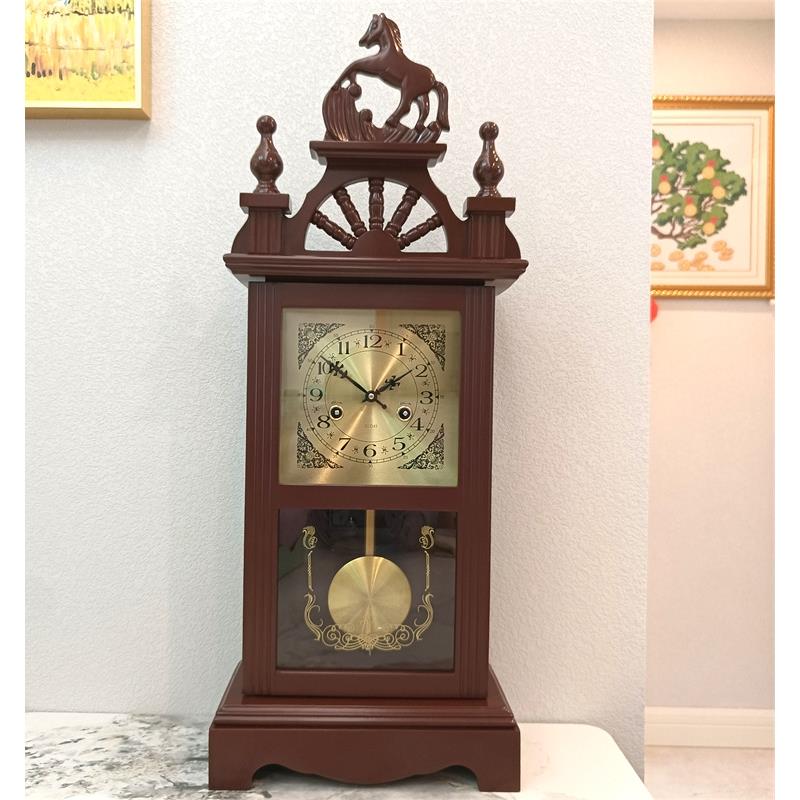 包邮复古座钟纯铜机芯机械摆钟风水钟整点报时钟老式方条上链钟表