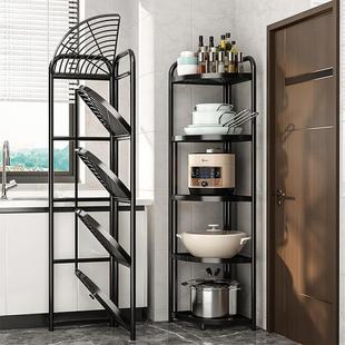 厨房转角置物架家用落地多层三角落锅具碗碟储物架碗盘收纳锅架子