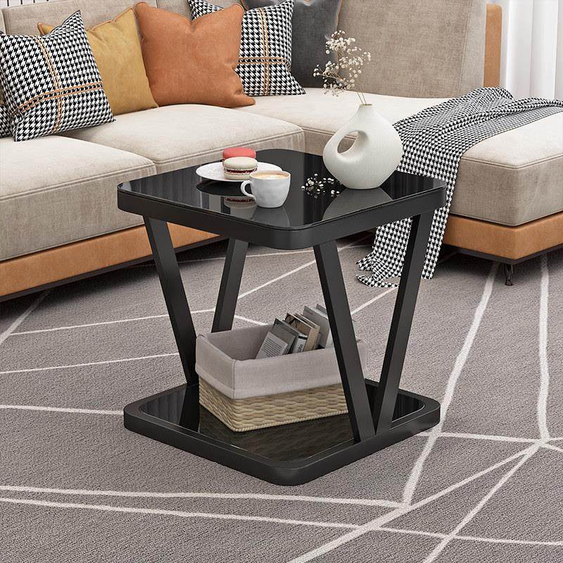 小茶几轻奢简约创意钢化玻璃客厅高级感迷你角几桌子沙发床头边几