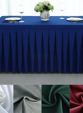 桌布长方形台裙会议台布签到桌裙墨绿色展会桌罩定制活动办公桌套