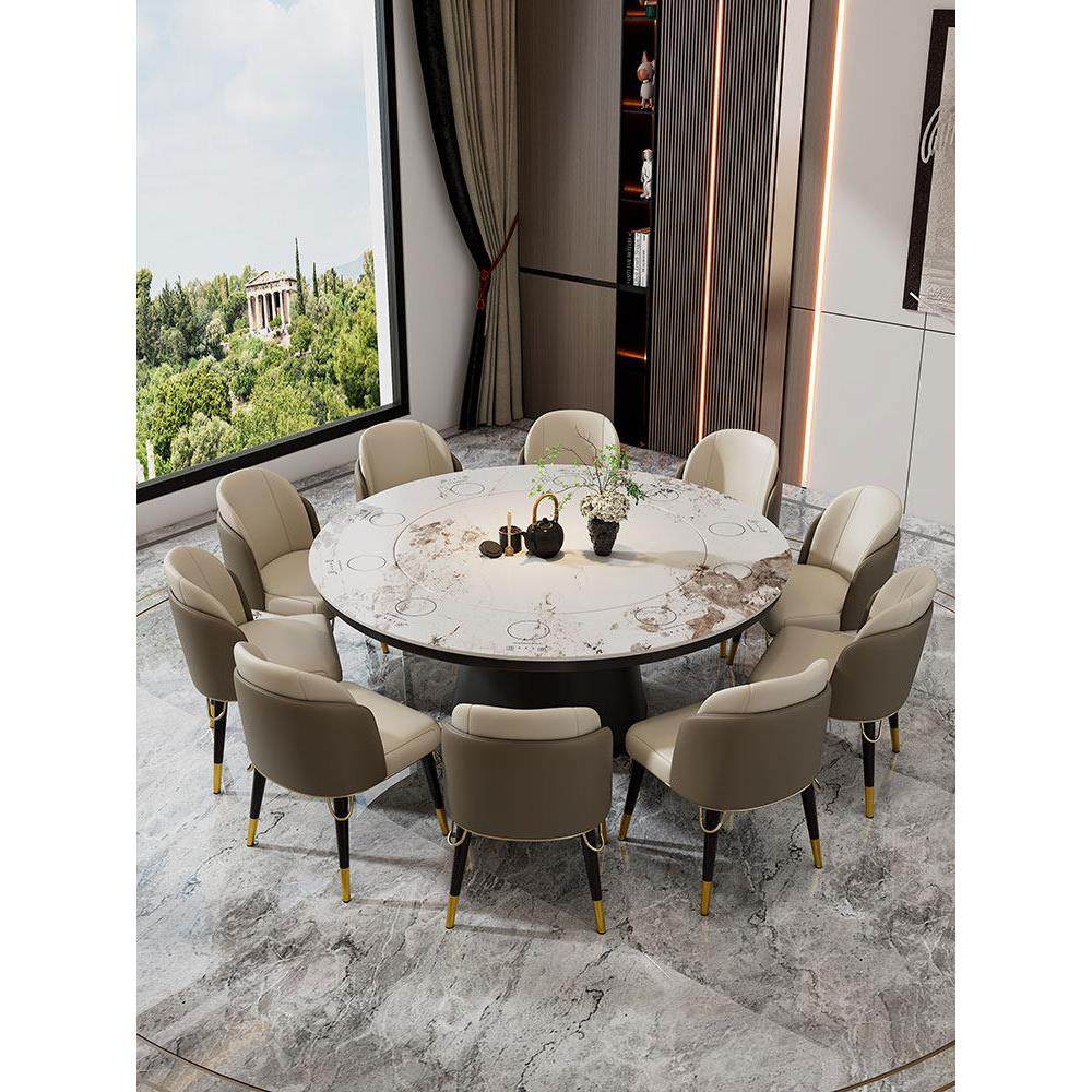 岩板圆桌一人一锅内嵌转盘带电磁炉火锅桌一体家用商用餐桌椅组合,住宅家具,岩板餐桌,淘宝优惠券,粉丝福利购,淘宝优惠卷