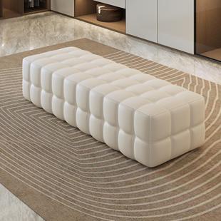 凳子 店衣帽间换鞋 意式 轻奢皮面沙发长凳卧室床尾凳客厅脚踏墩服装