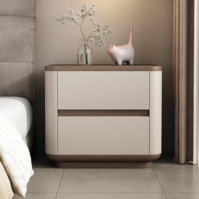 新中式全实木床头柜轻奢高级感简约现代中古风卧室床边收纳柜子