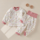 婴儿秋冬季 保暖套装 套装 纯棉无骨A类60克薄棉高腰护肚家居服冬季