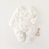 婴儿连体衣秋冬季 60克薄棉无骨纯棉A类新生儿蝴蝶衣和尚服哈衣爬